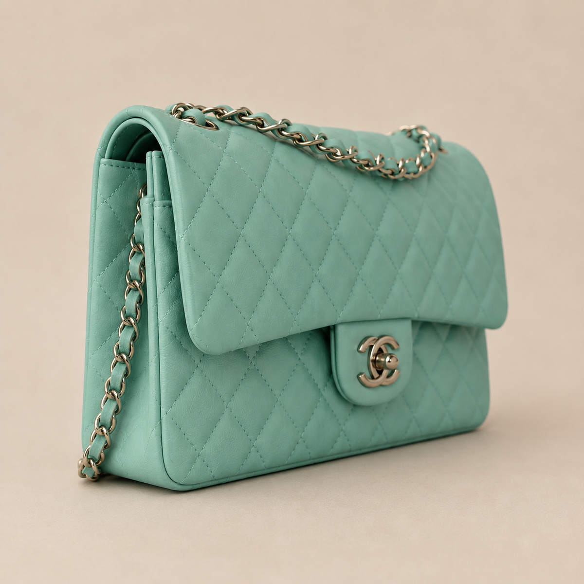 Sac Matelassé turquoise en cuir seconde main
