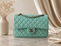Sac Matelassé turquoise en cuir seconde main