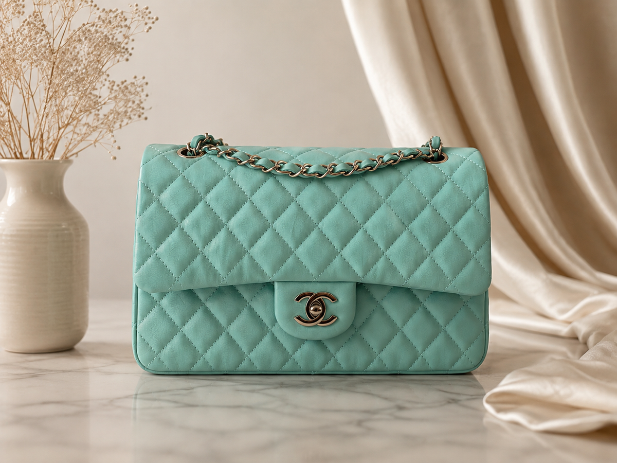 Sac Matelassé turquoise en cuir seconde main